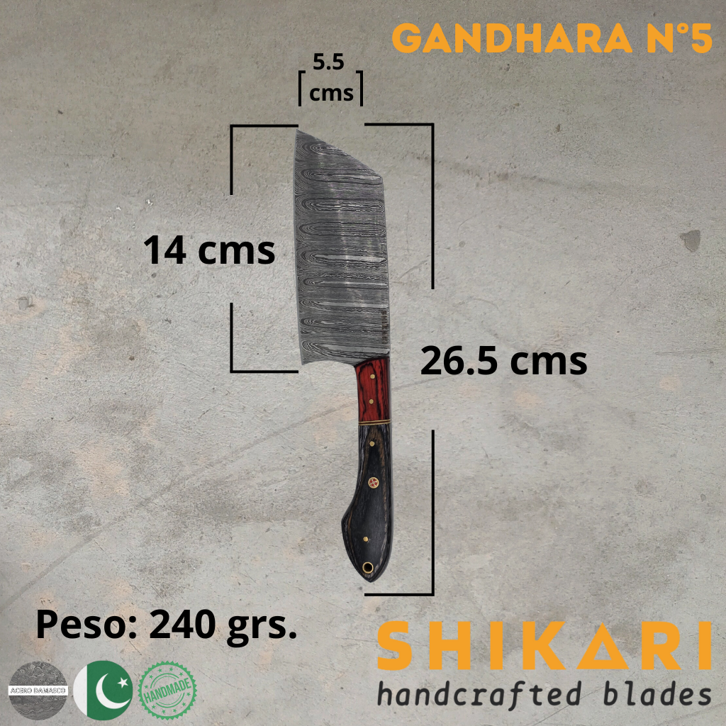 GANDHARA cuchillo chef acero damasco/Micarta