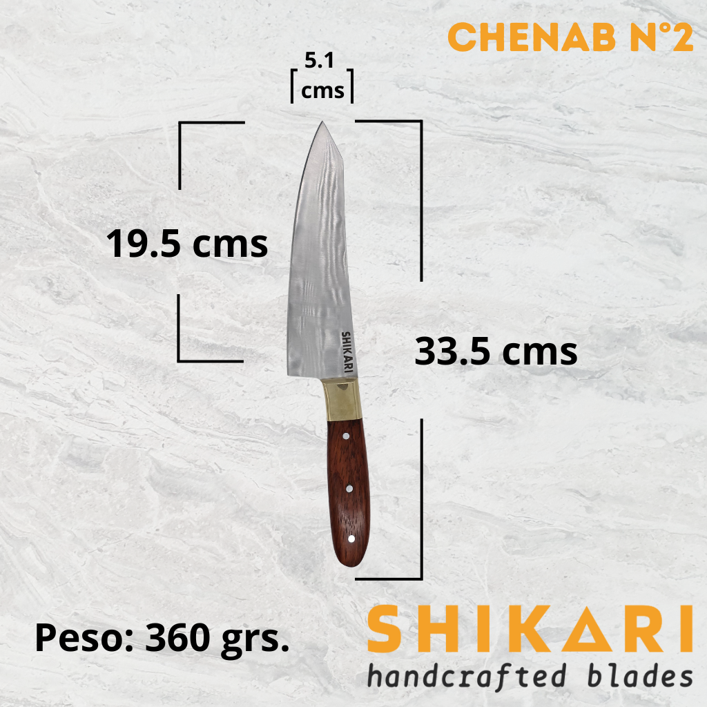 CHENAB cuchillo chef acero D2/Palo Rosa