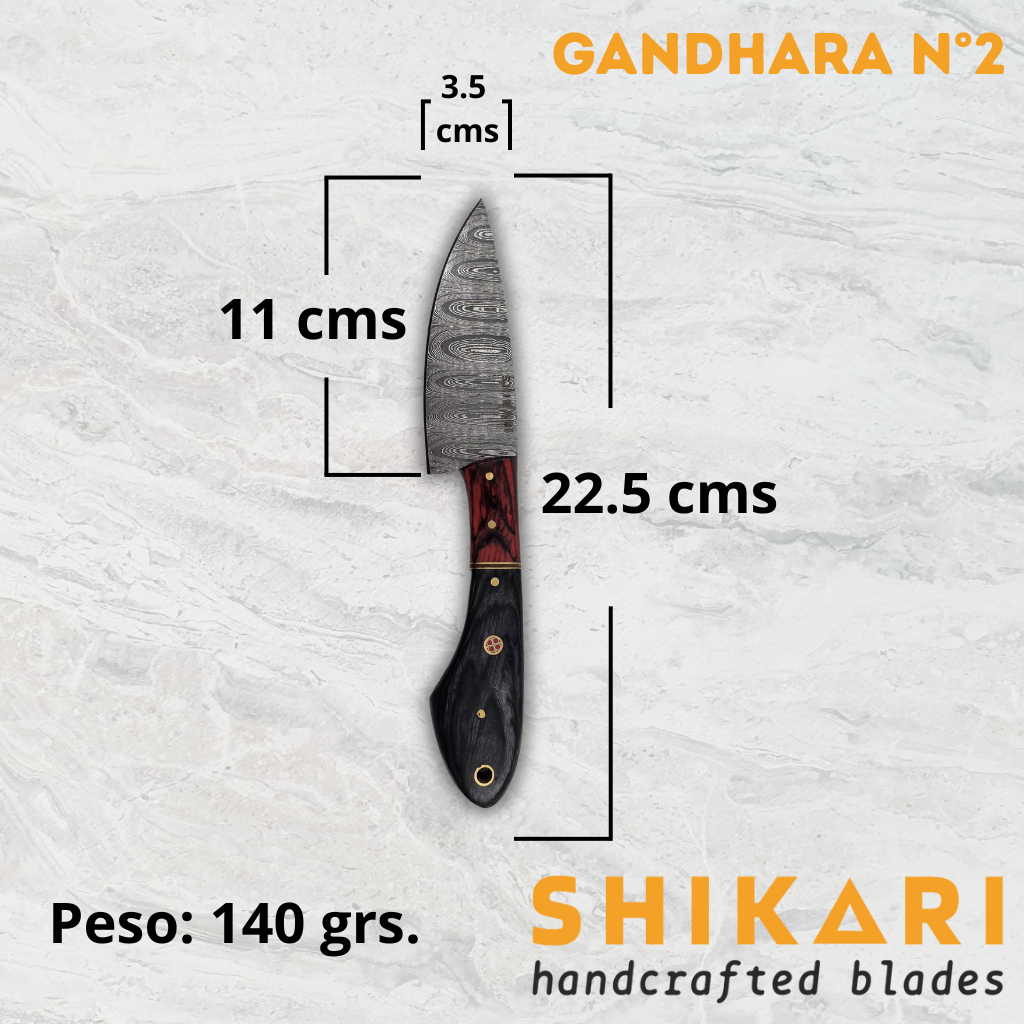 GANDHARA cuchillo chef acero damasco/Micarta
