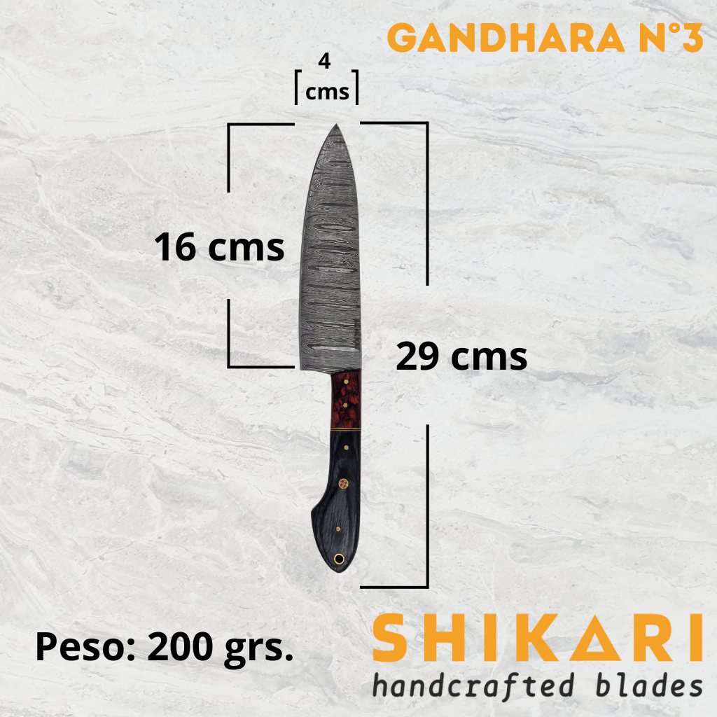 GANDHARA cuchillo chef acero damasco/Micarta