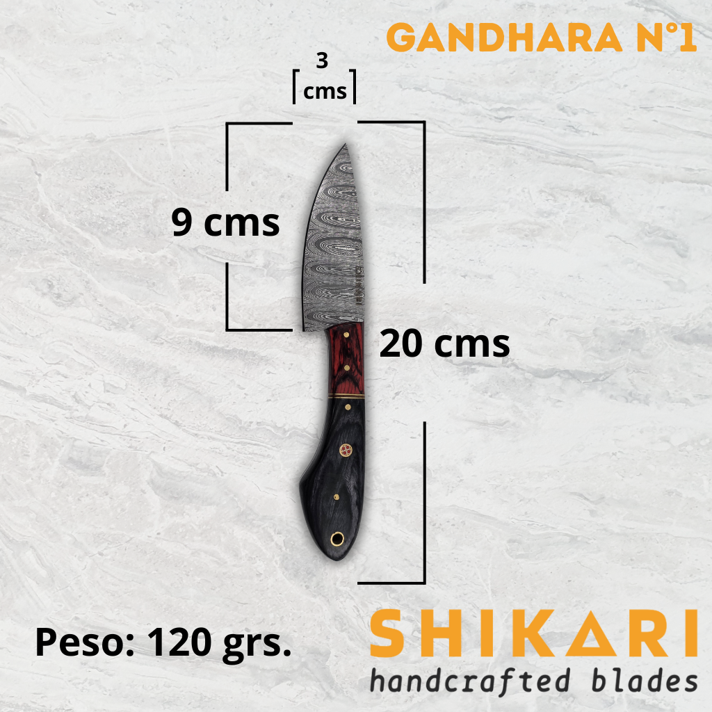 GANDHARA cuchillo chef acero damasco/Micarta