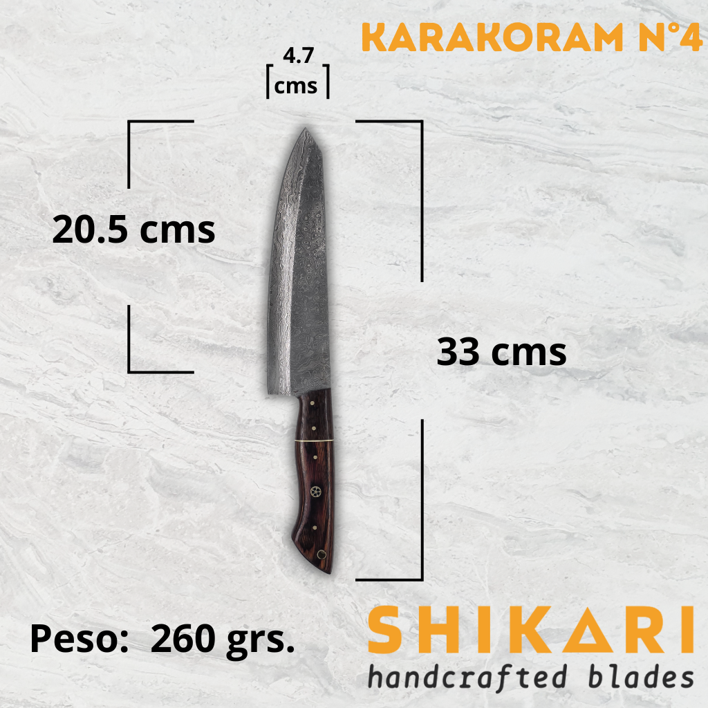 KARAKORAM cuchillo chef acero damasco/Palo Rosa