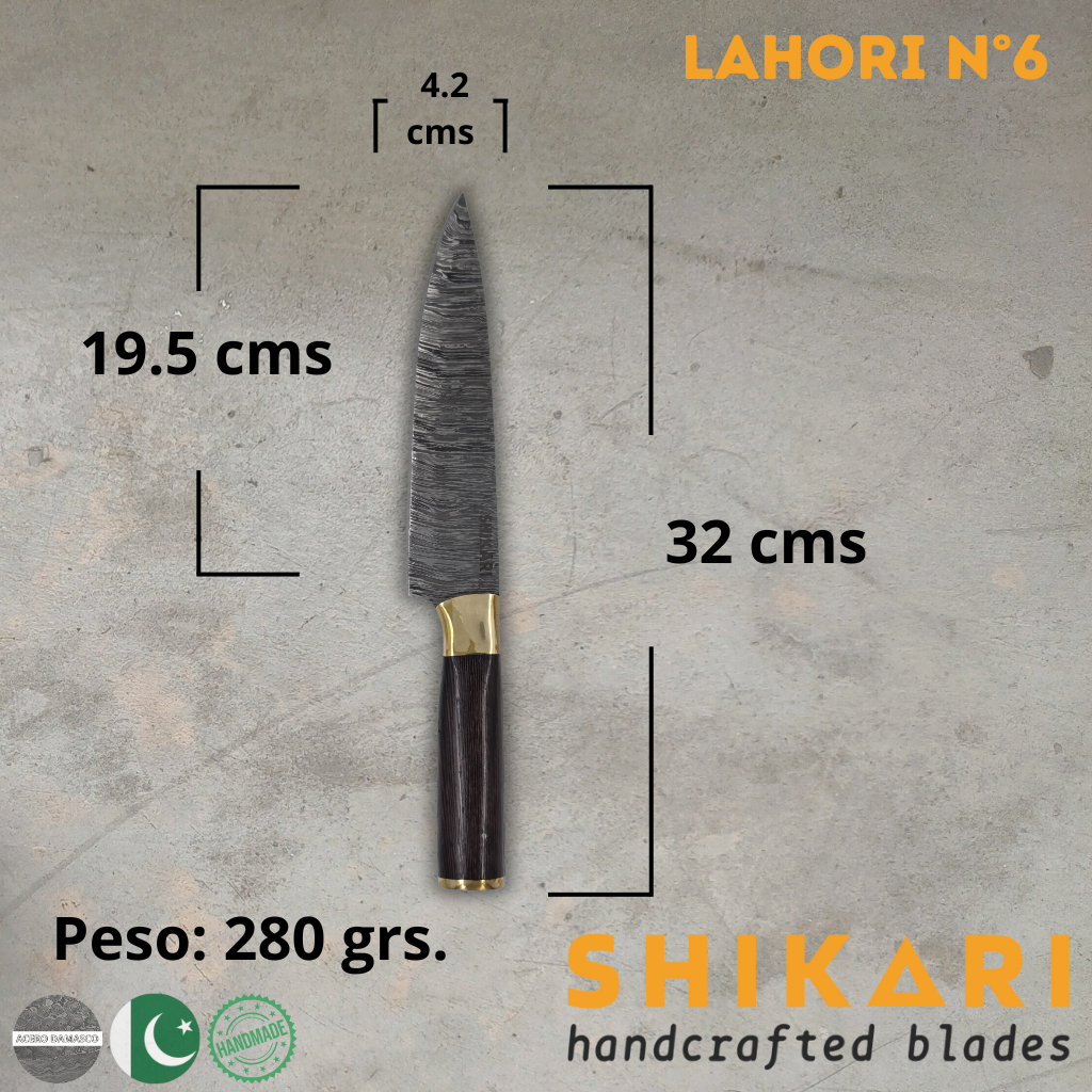 LAHORI cuchillo chef acero damasco/Wengué