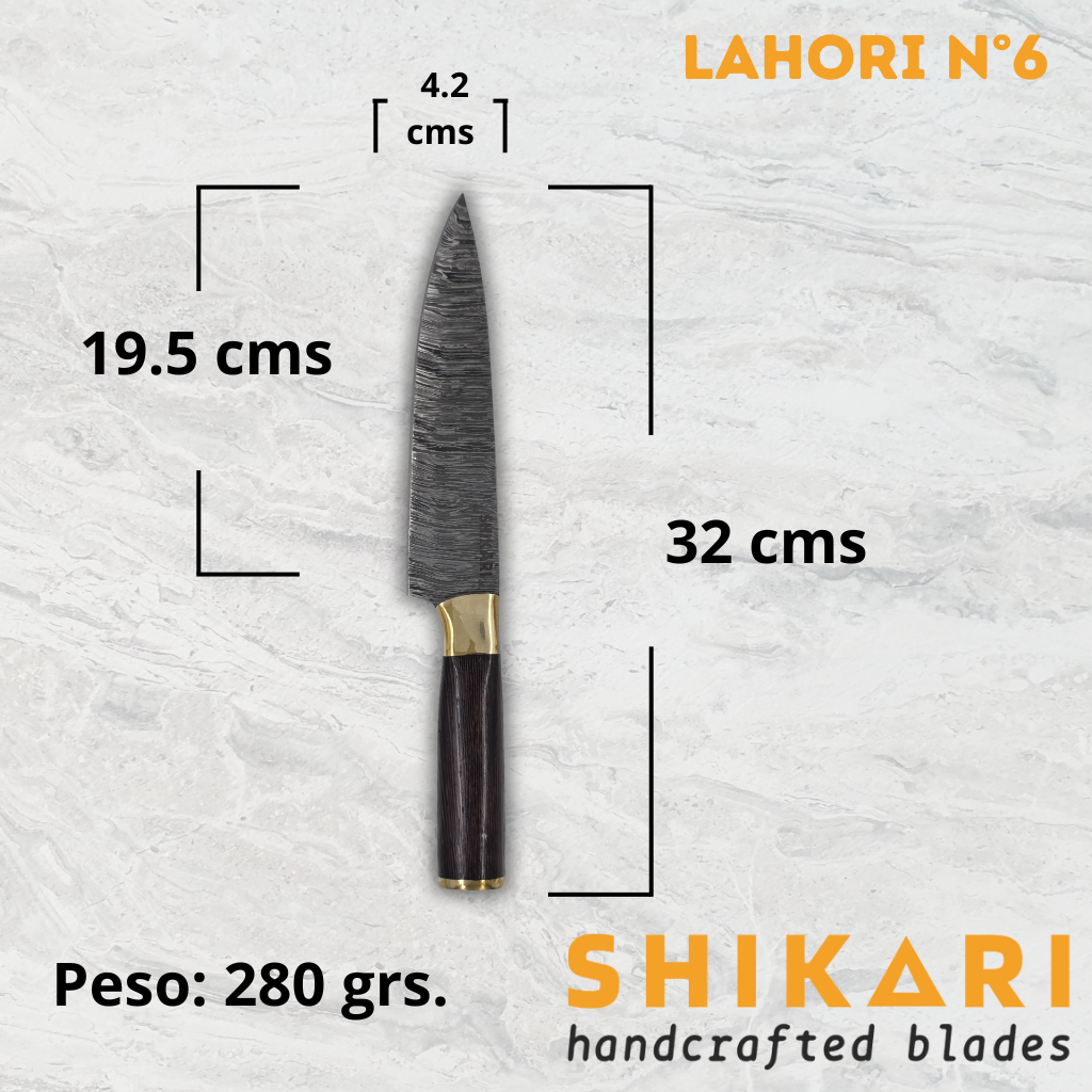 LAHORI cuchillo chef acero damasco/Wengué
