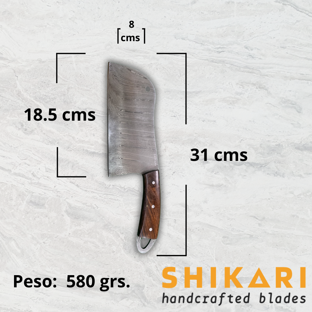 SHAMSHERR cuchillo chef acero damasco/Palo Rosa