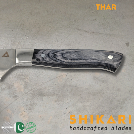 THAR cuchillo Parrillero acero D2/Pekka Wood Gris