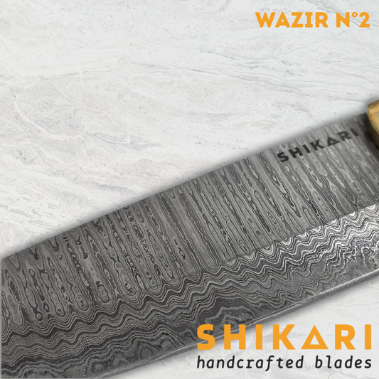 WAZIR cuchillo chef acero damasco/Palo Rosa