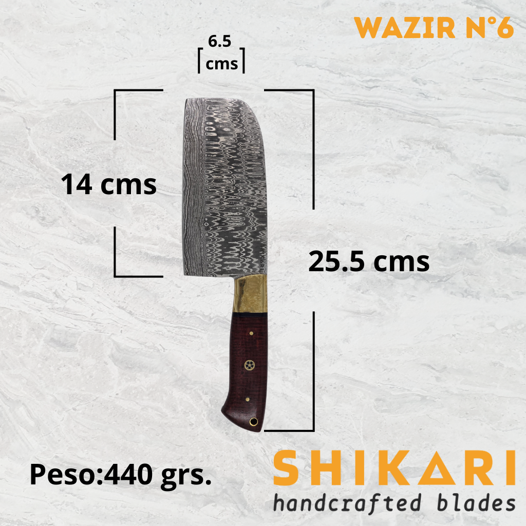 WAZIR cuchillo chef acero damasco/Palo Rosa