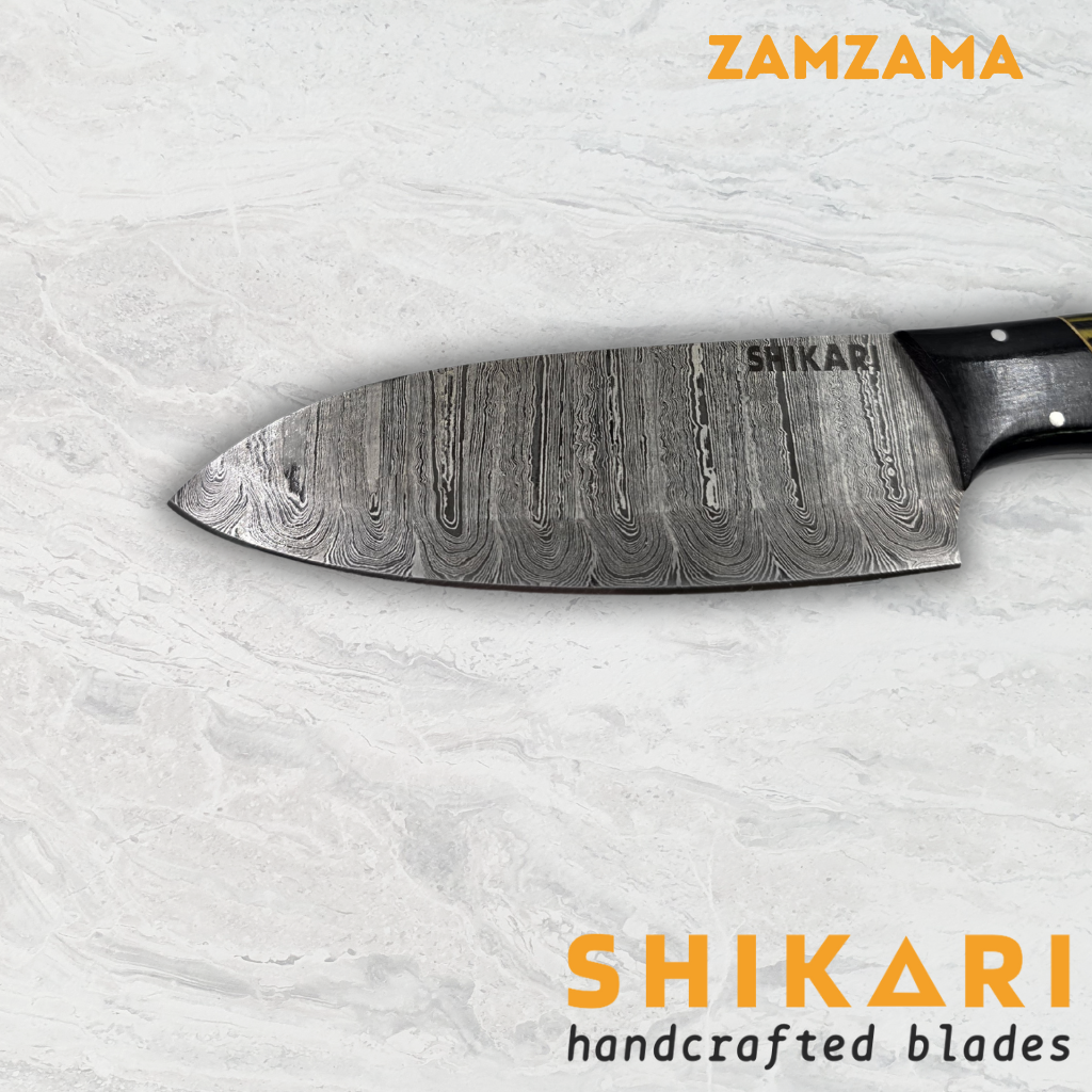 ZAMZAMA cuchillo chef acero damasco/Micarta