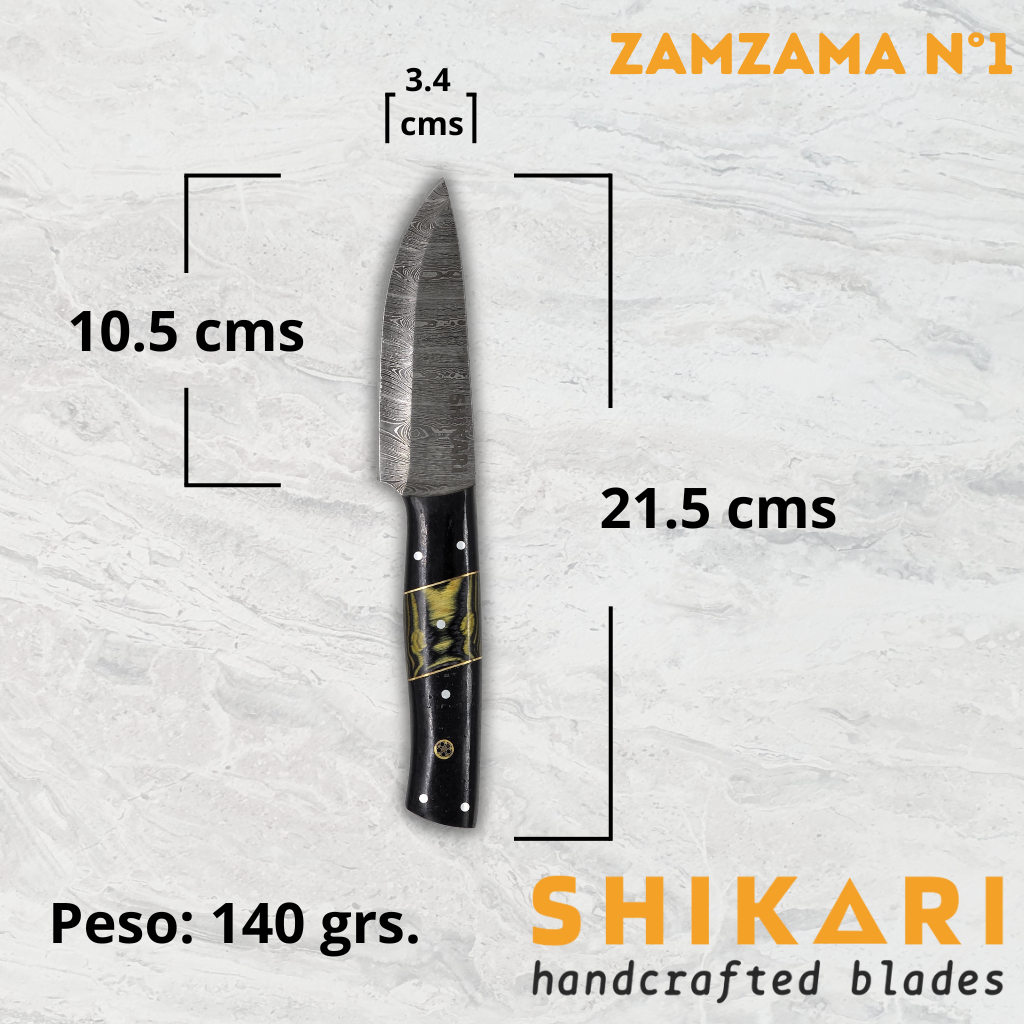 ZAMZAMA cuchillo chef acero damasco/Micarta