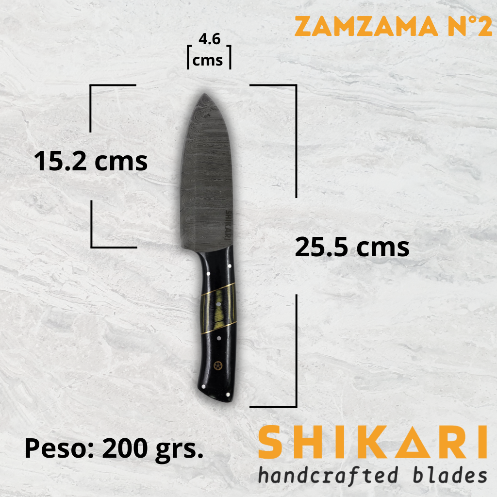 ZAMZAMA cuchillo chef acero damasco/Micarta