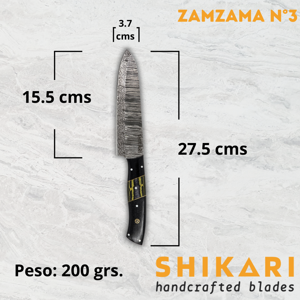 ZAMZAMA cuchillo chef acero damasco/Micarta