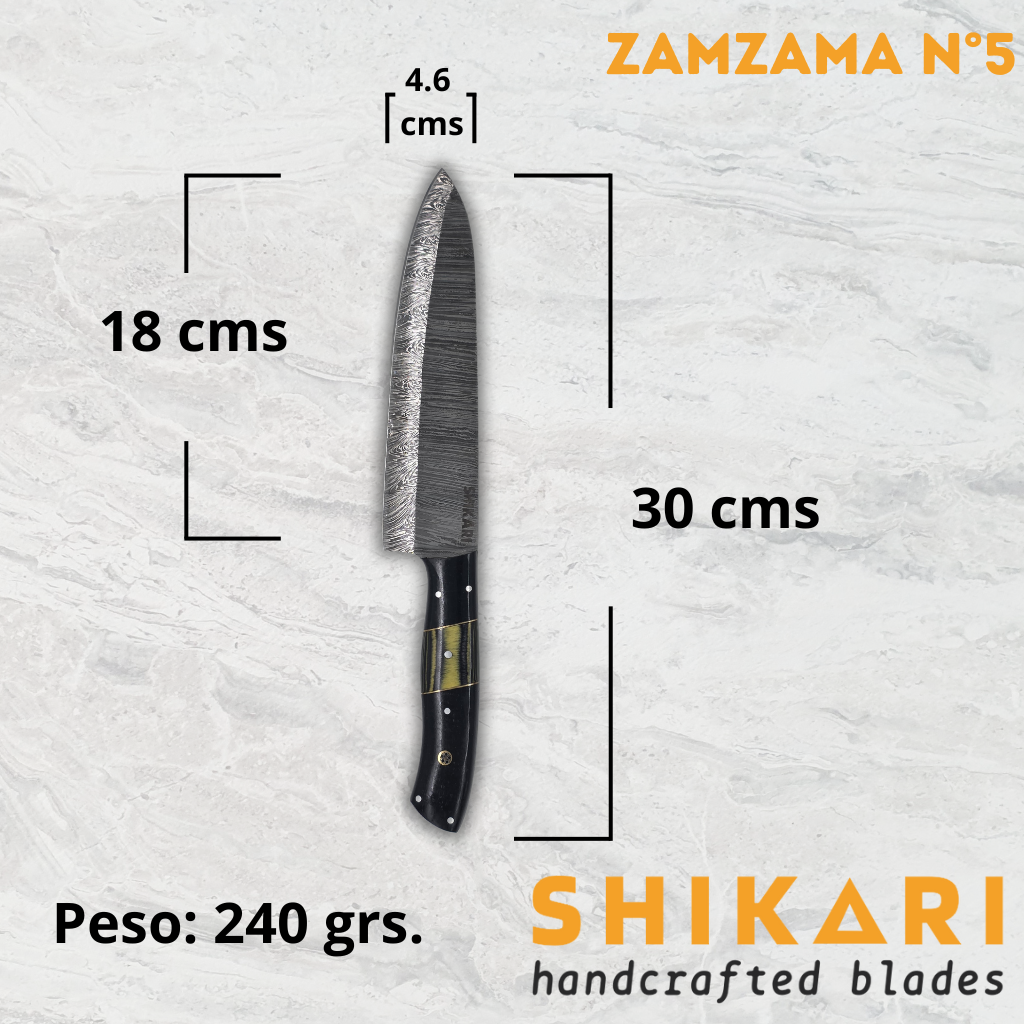 ZAMZAMA cuchillo chef acero damasco/Micarta