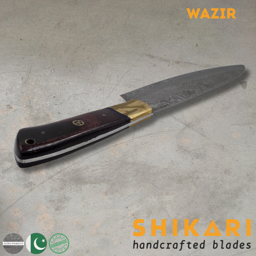 WAZIR cuchillo chef acero damasco/Palo Rosa