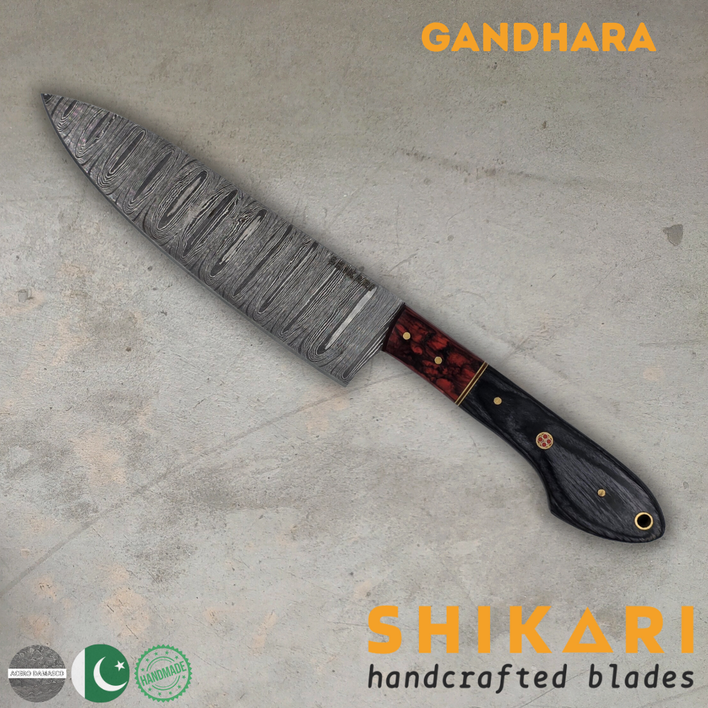 GANDHARA cuchillo chef acero damasco/Micarta
