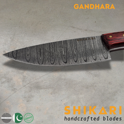 GANDHARA cuchillo chef acero damasco/Micarta