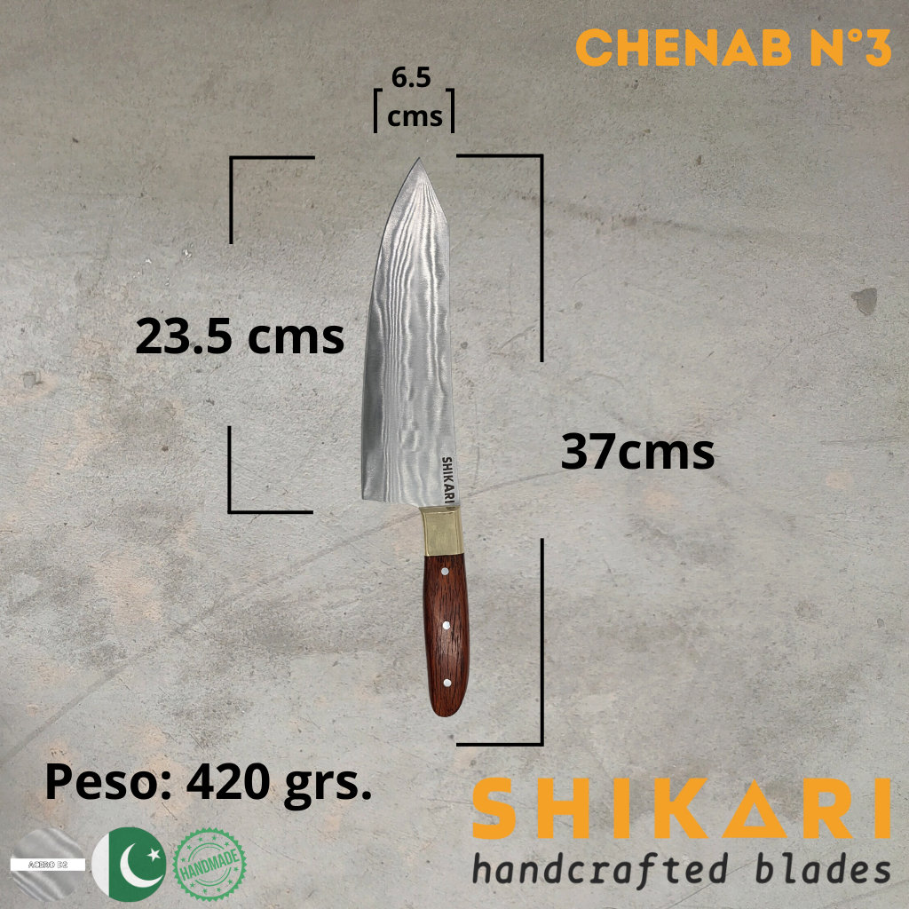 CHENAB cuchillo chef acero D2/Palo Rosa