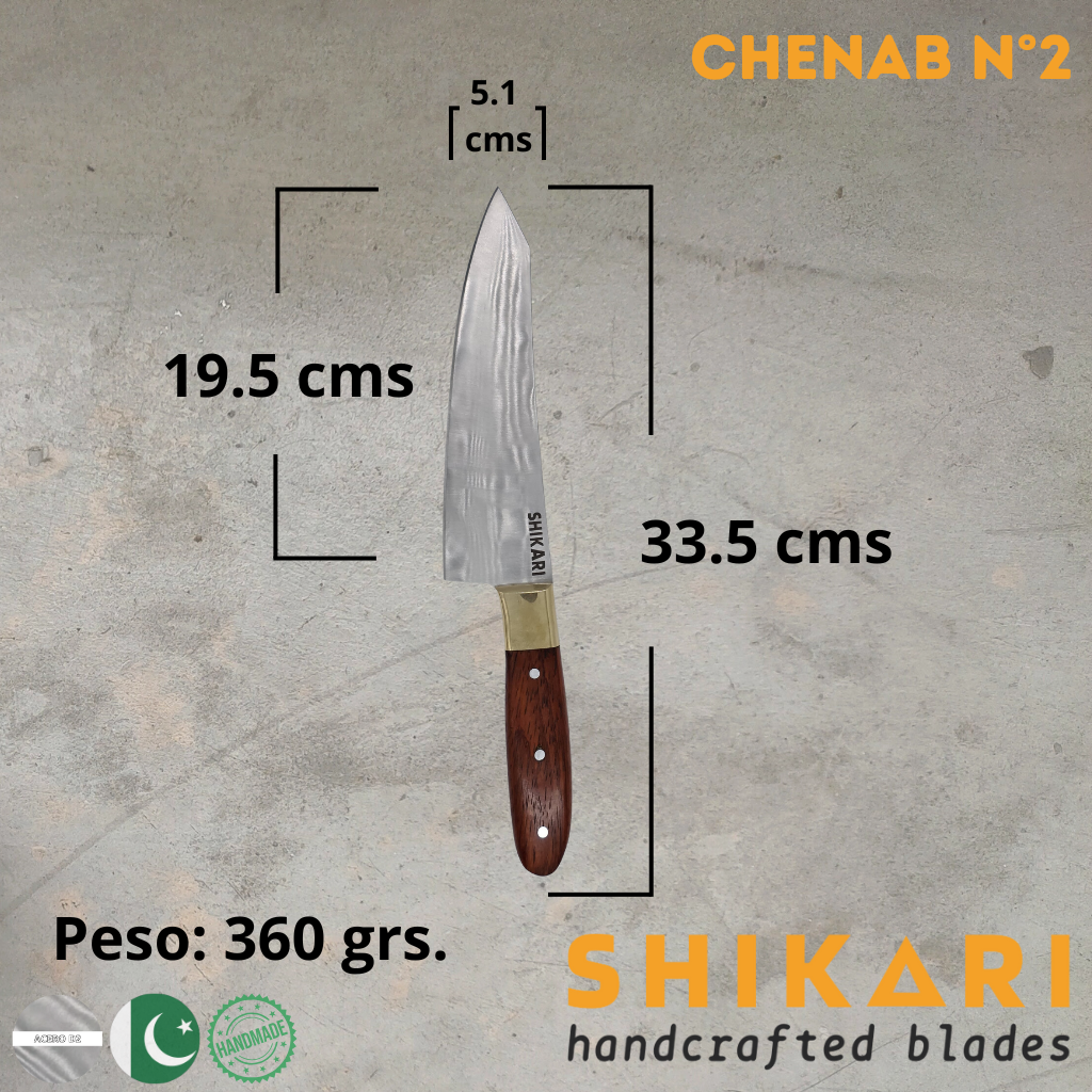 CHENAB cuchillo chef acero D2/Palo Rosa