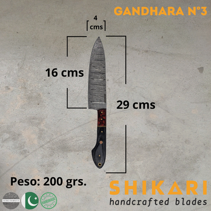 GANDHARA cuchillo chef acero damasco/Micarta