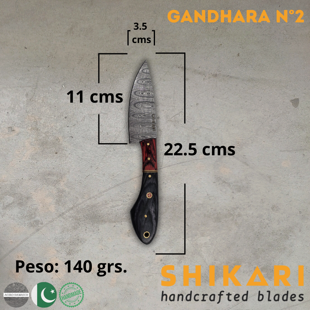 GANDHARA cuchillo chef acero damasco/Micarta