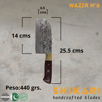 WAZIR cuchillo chef acero damasco/Palo Rosa