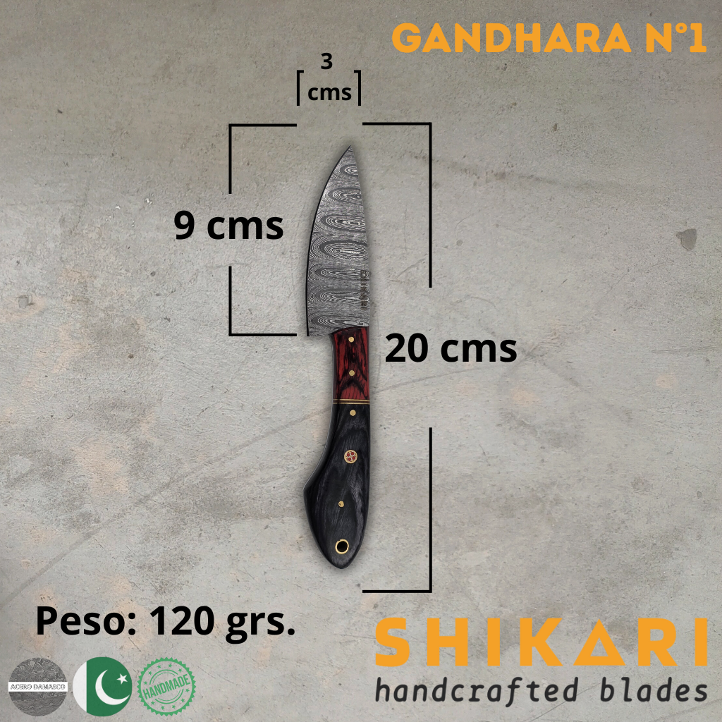 GANDHARA cuchillo chef acero damasco/Micarta