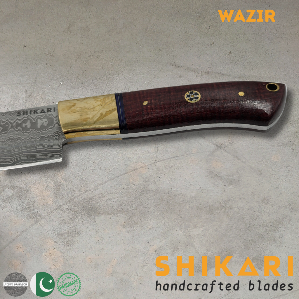 WAZIR cuchillo chef acero damasco/Palo Rosa