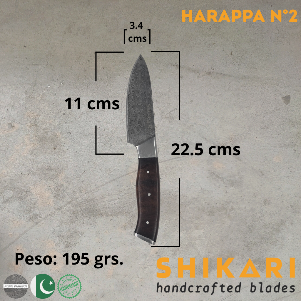 HARAPPA cuchillo chef Acero Damasco/Palo Rosa