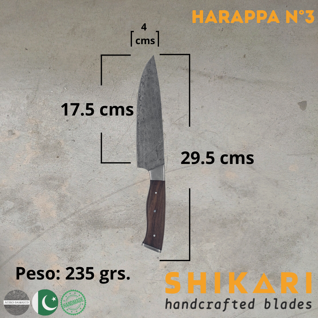 HARAPPA cuchillo chef Acero Damasco/Palo Rosa