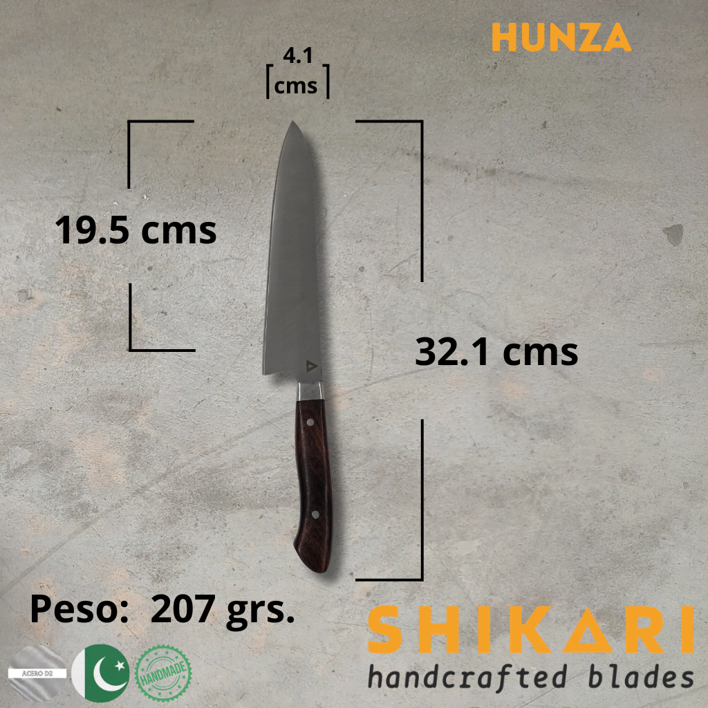 HUNZA cuchillo Parrillero acero D2/Palo Rosa