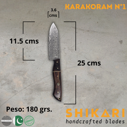 KARAKORAM cuchillo chef acero damasco/Palo Rosa