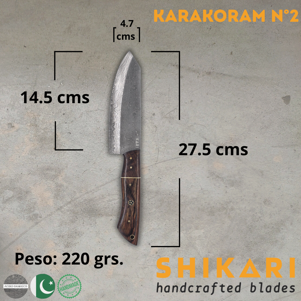 KARAKORAM cuchillo chef acero damasco/Palo Rosa
