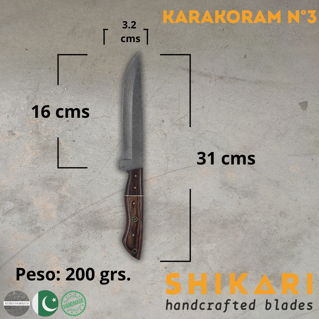 KARAKORAM cuchillo chef acero damasco/Palo Rosa