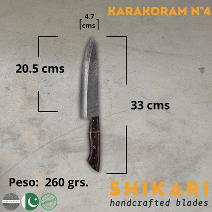 KARAKORAM cuchillo chef acero damasco/Palo Rosa