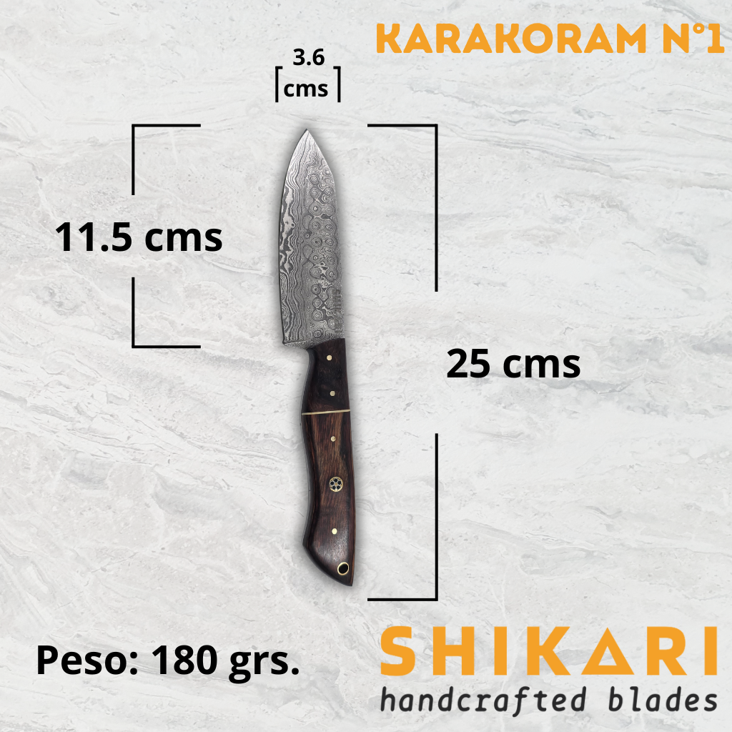 KARAKORAM cuchillo chef acero damasco/Palo Rosa