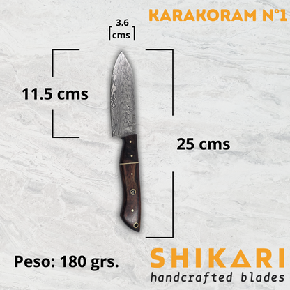 KARAKORAM cuchillo chef acero damasco/Palo Rosa