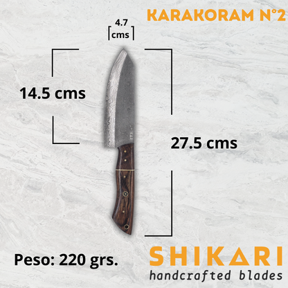KARAKORAM cuchillo chef acero damasco/Palo Rosa