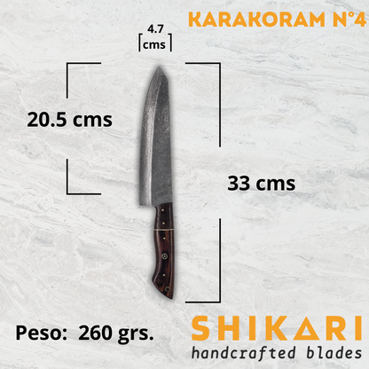KARAKORAM cuchillo chef acero damasco/Palo Rosa