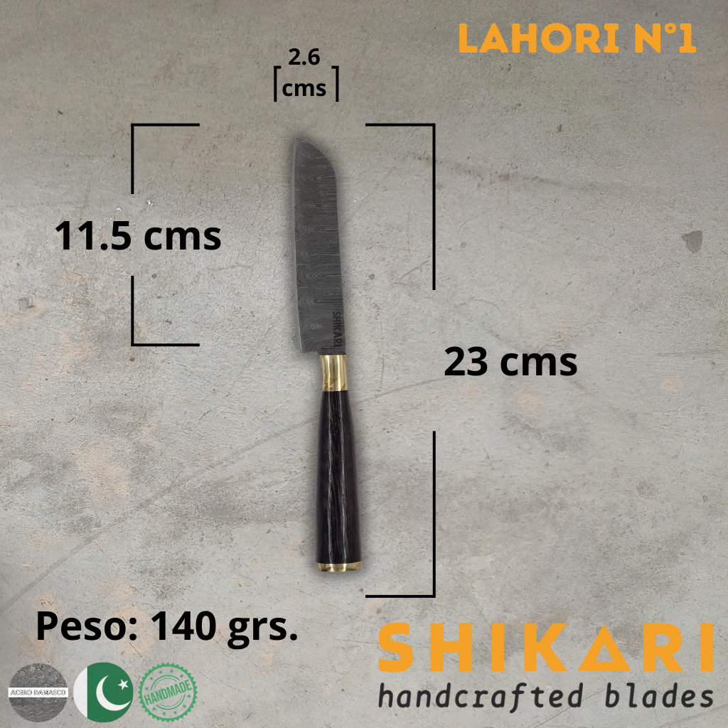 LAHORI cuchillo chef acero damasco/Wengué