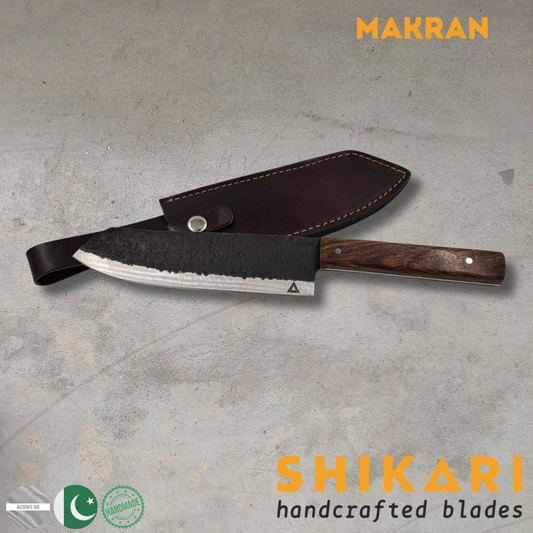 MAKRAN cuchillo Parrillero acero D2 Kurouchi/Palo Rosa