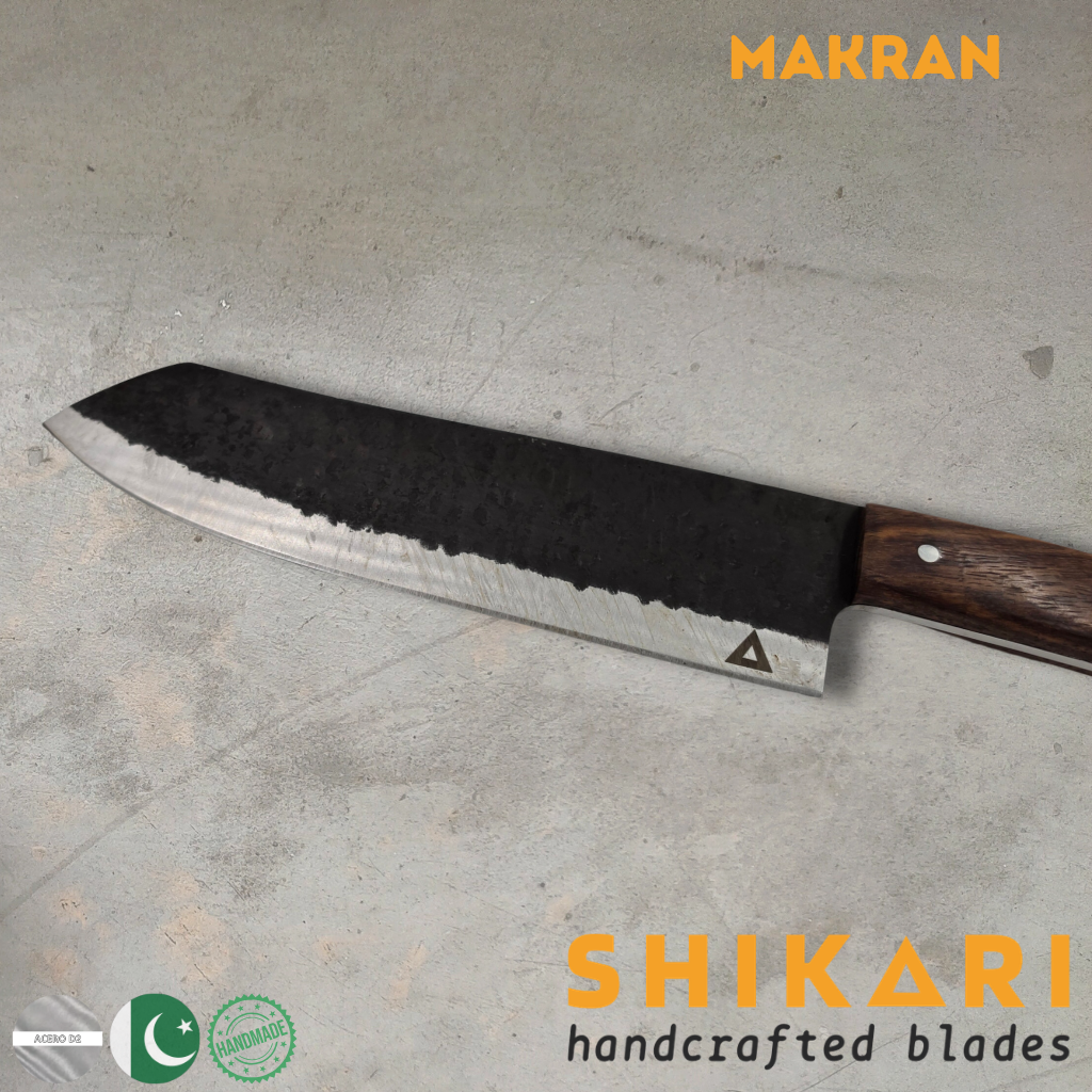 MAKRAN cuchillo Parrillero acero D2 Kurouchi/Palo Rosa