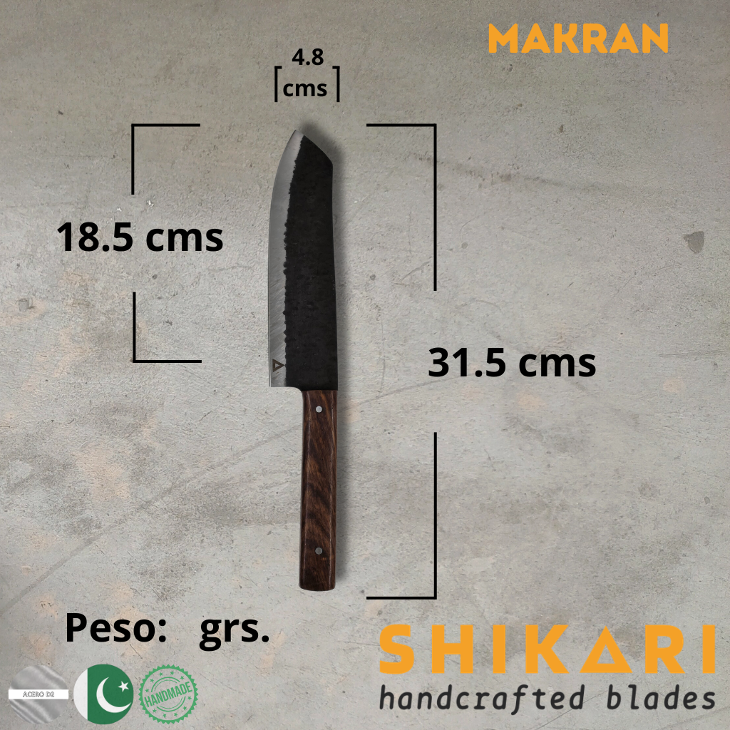 MAKRAN cuchillo Parrillero acero D2 Kurouchi/Palo Rosa