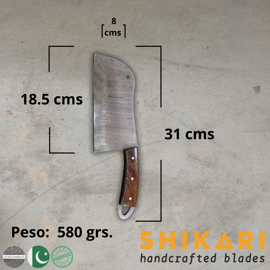 SHAMSHERR cuchillo chef acero damasco/Palo Rosa