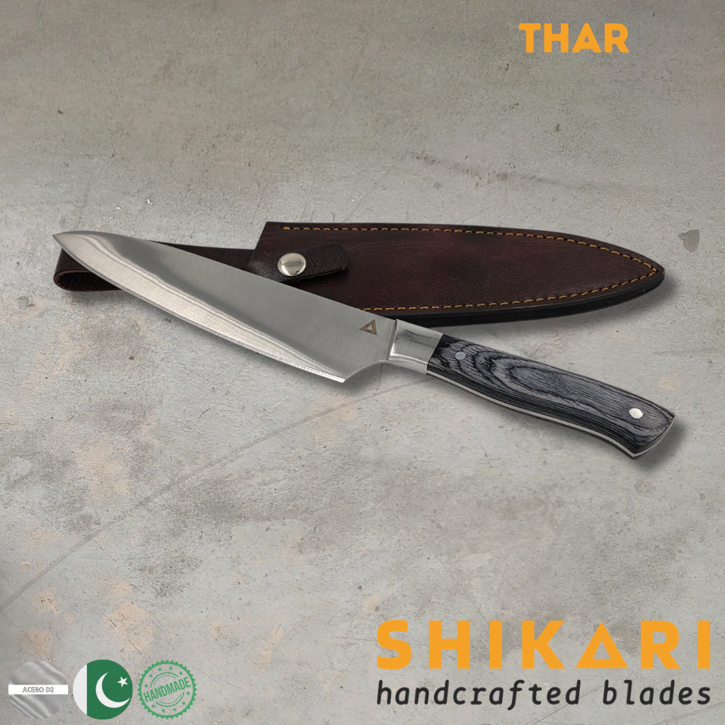 THAR cuchillo Parrillero acero D2/Pekka Wood Gris