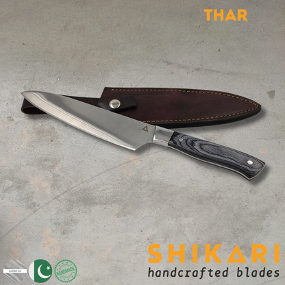 THAR cuchillo Parrillero acero D2/Pekka Wood Gris