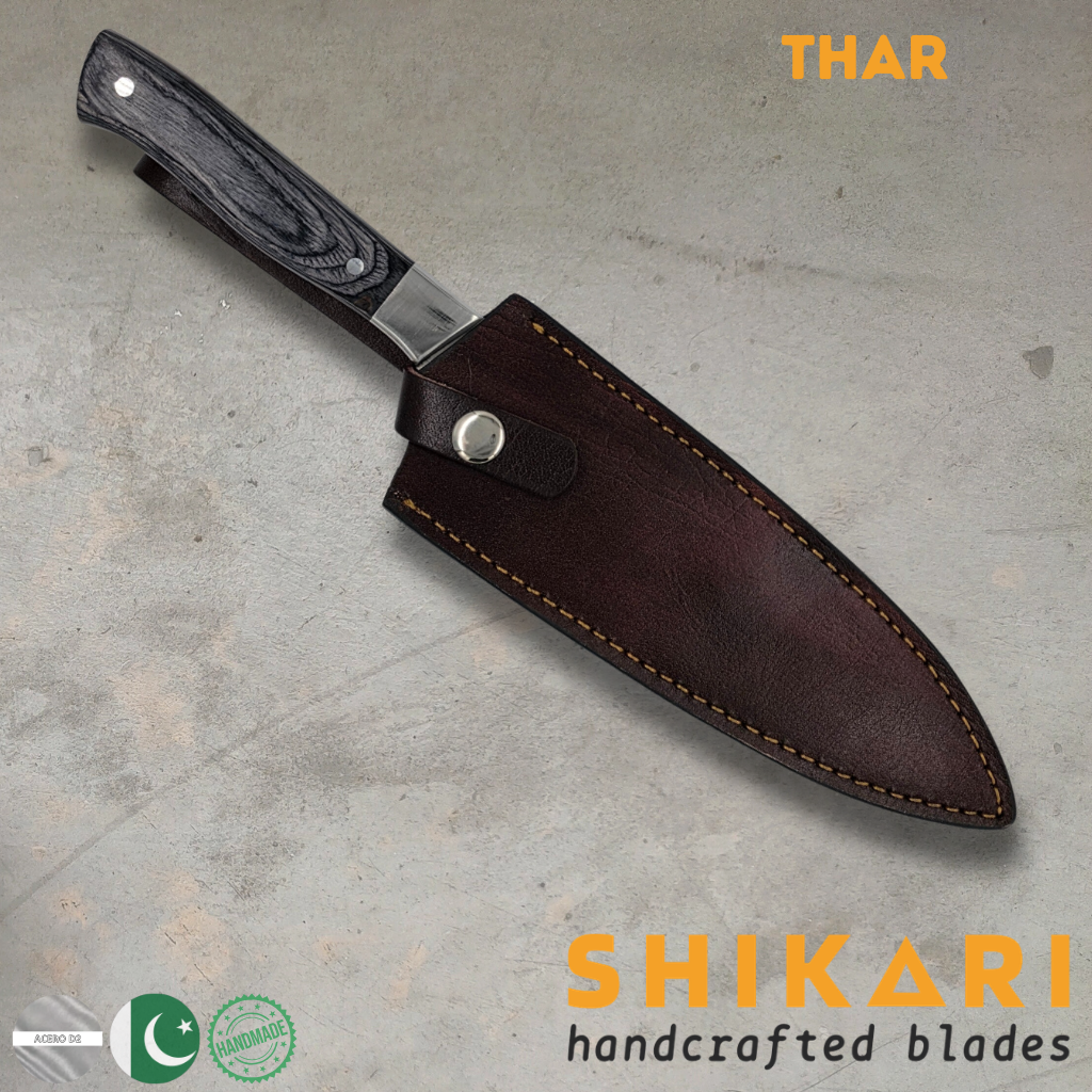 THAR cuchillo Parrillero acero D2/Pekka Wood Gris