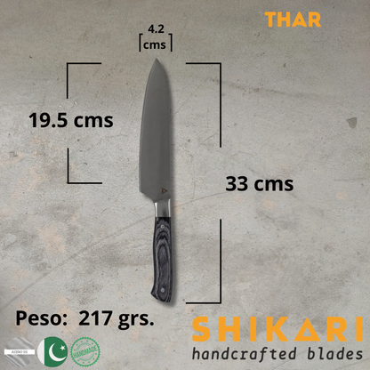 THAR cuchillo Parrillero acero D2/Pekka Wood Gris