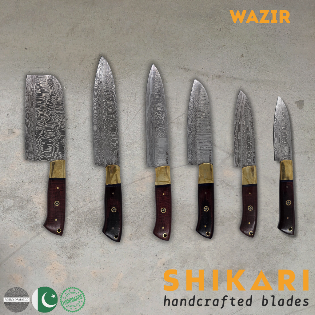 WAZIR cuchillo chef acero damasco/Palo Rosa