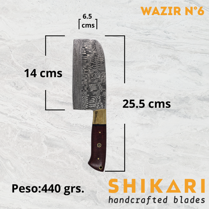 WAZIR cuchillo chef acero damasco/Palo Rosa