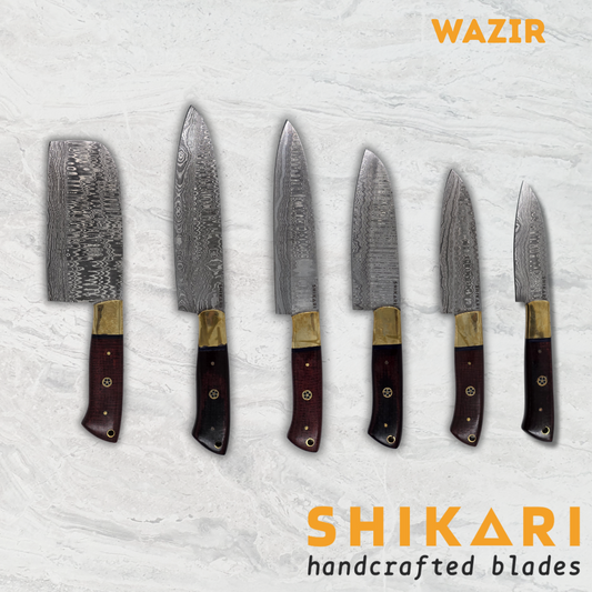 WAZIR cuchillo chef acero damasco/Palo Rosa